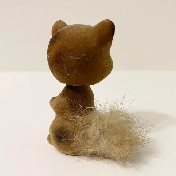 Vtg Small Flocked Raccoon Nodder Fury Tail Bobble Head 3 Inch Hong Kong Flaws - Picture 8 of 16